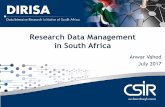 Research Data Management in South Africa · Sound data management RDM policies and standards disciplinary Data sharing and reuse Capacity & expertise Data intensive research & management
