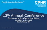 13th Annual Conference Sponsorship Opportunities · slideshow and website - Logo on delegate name badges - Logo recognition on lanyards (optional) - Approved products/materials in