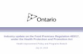 Industry update on the Food Premises Regulation 493/17, under … Relations... · 2018-08-13 · enforce the new Food Premises Regulation 493/17. Training and Education activities