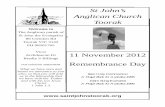 11 November 2012 Remembrance Day - Clover Sitesstorage.cloversites.com/stjohnstoorak/documents/12-11-11... · 2012-11-09 · Remembrance Day (white) 8.00am - Holy Communion 8.00am