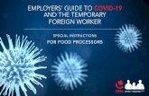 EMPLOYERS’ GUIDE TO COVID-19 AND THE TEMPORARY …...Recruiters or Immigration Consultants who facilitate the hiring processes of temporary foreign workers in the food industry.