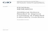 GAO-18-327, Accessible Version, FEDERAL RESEARCH: Additional … · 2018-07-03 · Federal agency and laboratory (lab) officials identified challenges in licensing patents across