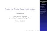Solving the Station Repacking Problem...Faez Ahmed Introduction Initial Analysis Meta-Algorithmic Techniques Problem-Speci c Enhancements Caching Conclusion Figure:ECDF of runtimes