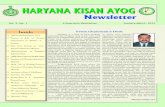 HARYANA KISAN AYOGharyanakisanayog.org/NewsLetters/Eng Jan-March 2015.pdfmicro irrigation, Post harvest management, processing, and Food Processing, GOI and Sh. Om Parkash Dhankar,