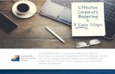 Effective Corporate Budgeting in 8 Easy Steps · This eBook will offer 8 easy and easy and proven steps for improving your corporate budgeting and planning process. You will see that