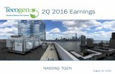 2Q 2016 Earningscontent.stockpr.com/tecogen/db/254/1237/conference... · 2Q 2016 Earnings Call 2 . Safe Harbor Statement This presentation includes forward-looking statements within