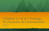 Chapter 3.1 & 4.1: Ecology, Ecosystems, & Communities...Chapter 3.1 & 4.1: Ecology, Ecosystems, & Communities Ms. Perozo Biology. 1. Student Folders Last name, first name Student ID