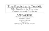 The Registrar’s Toolkit€¦ · The Registrar’s Toolkit The Academic Handbook is the collection of academic policies governing such topics as honesty, progress, registration,