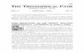 THE THEOSOPHICAL PATH · 2013-10-14 · 105 THE THEOSOPHICAL PATH KATHERINE TINGLEY, EDITOR VOL.X FEBRUARY, 1916 NO. 2 Do every act as an intent and loving service of the Divine Self