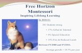 Free Horizon Montessori... · Free Horizon Montessori Values, cont… Diversity of people, roles, and vision, knowing that our judgments have power that can limit and define one’s