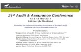 21st Audit & Assurance Conferencestatic.aston.ac.uk/asig/Panel Session slides_Master Slide...Page 4 Edinburgh May 12th, 2011 21st Audit & Assurance Conference IFIAR • IFIAR was formally