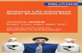 Reliance Life Insurance Super Endowment Plan · The policy terminates on payment of death benefit. Maturity Benefit: On survival of the life assured for the entire policy term, we