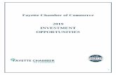 Fayette Chamber of Commerce 2019 INVESTMENT … · 2019-02-13 · Scorecard Sponsorship • Ask Chamber staff how we can design this sponsorship around your company! All sponsors