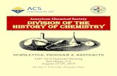 DIVISION OF THE HISTORY OF CHEMISTRYacshist.scs.illinois.edu/meetings/2019-fall/HIST... · American Chemical Society DIVISION OF THE HISTORY OF CHEMISTRY NEWSLETTER, PROGRAM & ABSTRACTS