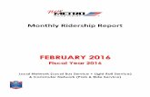 Monthly Ridership Report - Houston, Texas | Bus | Rail...There were 1,571,549 boardings on all three light rail lines in February 2016. This is an increase of 454,807 boardings (or