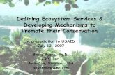 Defining Ecosystem Services & Developing …...1. The concept of ecosystem services, its history, and its definition 2. The relationship between biodiversity and ecosystem services
