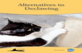 Alternatives to Declawing...cat’sclaws.Alwaystrimclawsinacalm environmentandprovidepositive rein forcement.Propertrainingtoscratchon appropriatesurfaces,combinedwithnail care,canpreventdamageinthehome.
