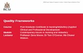 Quality Frameworks · Quality Frameworks Course Post Graduate Certificate in Nursing/Midwifery (Applied Clinical and Professional Development Module Contemporary Issues in Nursing