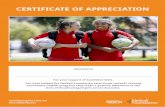 CERTIFICATE OF APPRECIATION · CERTIFICATE OF APPRECIATION. For your support of Confident Girls. You have helped the Netball Foundation raise funds towards running . community netball