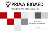 Nasdaq: PBMD, ASX:PRR - Immutep · 19 May 2015 Corporate Presentation Marc Voigt (CEO) and Stuart Roberts (Global Head of IR) Nasdaq: PBMD, ASX:PRR 4-A cancer drug development company