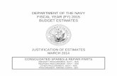 DEPARTMENT OF THE NAVY FISCAL YEAR (FY) 2015 BUDGET … · UNCLASSIFIED LI 0605 - Spares and Repair Parts UNCLASSIFIED Navy Page 3 of 4 P-1 Line #999 Exhibit P-18, Initial and Replenishment