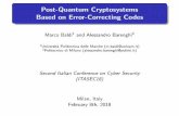Post-Quantum Cryptosystems Based on Error-Correcting Codes · H. Niederreiter, \Knapsack-type cryptosystems and algebraic coding theory," Problems of Control and Information Theory,