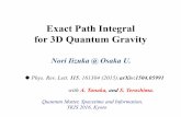 Exact Path Integral for 3D Quantum Gravityentangle2016/YIizuka.pdf · 3D pure gravity 3D Chern-Simons • Since action is decomposed into holomorphic part and anti-holomorphic part,