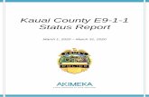 Kauai County E9-1-1 Status Report · 2020-04-14 · testing, and 911 Texting errors State of Hawaii 2019 TEXT TO 911 Oahu Civilian RDC Pearl Harbor Hawaii County. Kauai County E9-1-1