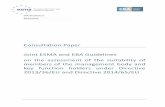 Consultation Paper Joint ESMA and EBA Guidelines on the ... · EBA/CP/2016/17 28/10/2016 . Consultation Paper Joint ESMA and EBA Guidelines on the assessment of the suitability of