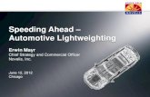 Speeding Ahead Automotive Lightweighting2gjjon1sdeu33dnmvp1qwsdx.wpengine.netdna-cdn.com/... · North American Auto Market • Uses 90kg more Aluminum (90% of ... 2016 2020 2025 4.7