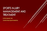 Sports Injury management and treatment · INJURY STATISTICS 90% of student athletes report some sort of injury 54% of student athletes report they have played while injured 42% of