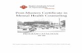 Post-Masters Certificate in Mental Health Counseling · The post masters certificate student may elect to enroll in courses only or may elect to apply to the training committee for