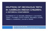 ERUPTION OF DECIDUOUS TEETH IN AMERICAN INDIAN CHILDREN · 2012-08-15 · Friedlaender JS, Ballit HL. (1969). Eruption times of the deciduous and permanent teeth of natives on Bougainville