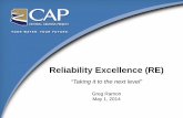 Reliability Excellence (RE). RE... · 2014-05-01 · Asset Owner West Manager 3 Electrician 3 Mechanic 1 ... at CAP\爀屲In 2002 during implementation of the Enterprise Resource