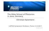 The Abbe School of Photonics in Jena, Germany Christian ... · • ~120 students in MSc Photonics (~700 applications p.a., ~60 accepted p.a.) • since 2016 MSc Medical Photonics