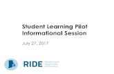 Student Learning Pilot Informational Session July 27, 2017 · 7/27/2017  · Summit & Summit 2.0 RIDE joins the Collaborative: Reimagine Student Learning Three new approaches to measuring