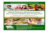 Child and Adult Care Food Program (CACFP) Meal …...Cooked dry beans or peas 7 ¼ cup ⅜ cup ½ cup ½ cup Peanut butter, soy nut butter, or other nut or seed butters 2 tablespoons