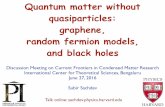 Quantum matter without quasiparticles: graphene, random ...qpt.physics.harvard.edu/talks/icts16.pdf · 27.06.2016  · graphene, random fermion models, and black holes Discussion