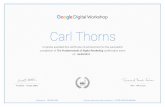 Digital Garage Certificate - MyThornsGo gle Digital Workshop is hereby awarded this certificate of achievement for the successful completion of The Fundamentals of Digital Marketing