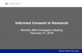 Informed Consent in Research files/MIM... · 2019/2/21  · •Informed Consent Basics –Definition –Basic Elements •Review of the Process •Documentation of Informed Consent