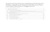 Engineering Physics Additional Program Notes, Approved ... · Engineering Physics Additional Program Notes, Approved Technical Elective List, and Specialization Suggestions Current