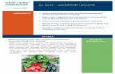 Q1 2017 WOA - Wide Open · Q1 2017 - INVESTOR UPDATE • Sales revenue growth with direct-to-consumer and wholesale distribution strategy • High-value, vegetable lines demonstrate