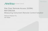 Site Over Remote Access (SORA) MX109020A · Using the MX109020A Site Over Remote Access (SORA hereafter) software measuring instruments can be remotely controlled easily anywhere.