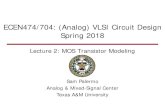 ECEN474/704: (Analog) VLSI Circuit Design Spring 2018spalermo/ecen474/lecture02_ee474_mos_models.pdfLecture 2: MOS Transistor Modeling ECEN474/704: (Analog) VLSI Circuit Design Spring