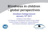 Blindness in children - global perspectives · Blindness in children - global perspectives Gresham College lecture January 12th 2011 ... eliminate avoidable visual impairment and