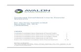 Condensed Consolidated Interim Financial Statements For ...avalonadvancedmaterials.com/_resources/financials/Avalon_FS_201… · For the three months ended November 30, 2016 Condensed