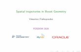 Spatial trajectories in Boost Geometry - FOSDEM 2020 · Boost.Geometry I Part of Boost C++ Libraries I Header-only I C++03 (conditionally C++11) I Metaprogramming, Tags dispatching