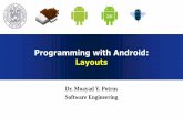 Programming with Android: Introduction Layouts · ViewGroup and layout ViewGroup is a view container It is responsible for placing other views on the display Every layout must extend