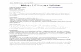 Biology 317 Ecology Syllabus...1. Know the basic concepts of population, community and ecosystem ecology. 2. Be able to clearly speak about and write about the major concepts in ecology.