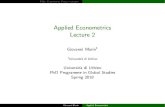 Applied Econometrics Lecture 2 - giovamarin.altervista.org · Applied Econometrics Lecture 2 Giovanni Marin1 1Universit a di Urbino Universit a di Urbino PhD Programme in Global Studies